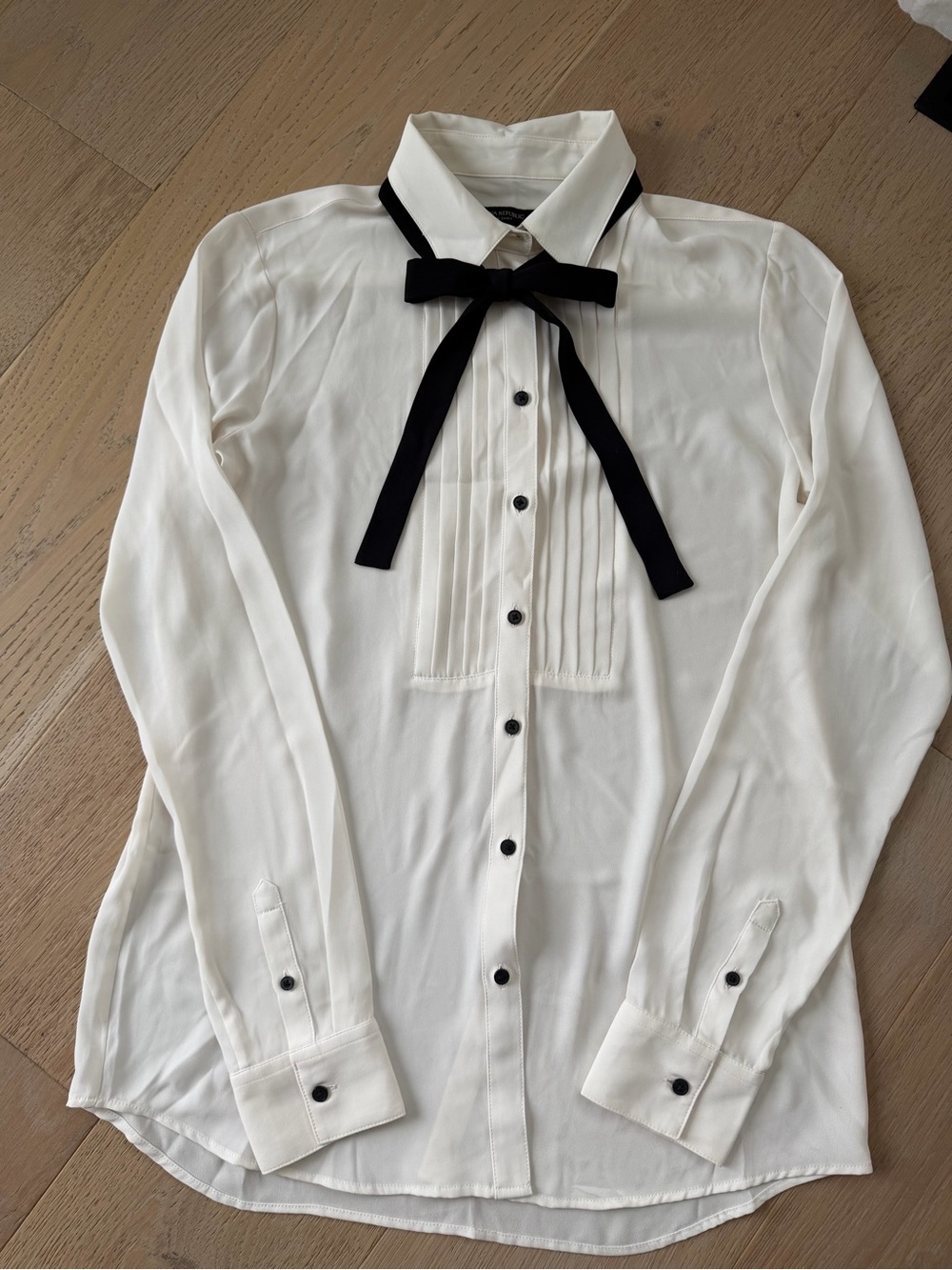 Banana Republic Tuxedo Blouse with Black Removable Tie